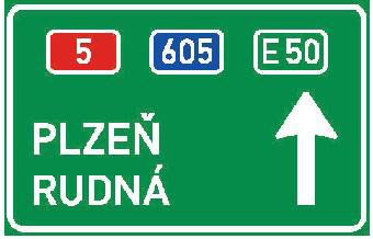 Dopravní značka IS 8a Dálková návěst s šipkou