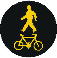 Dopravní značka S 4c Signál žlutého světla ve tvaru chodce a cyklisty